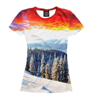 Женская футболка Зимний закат