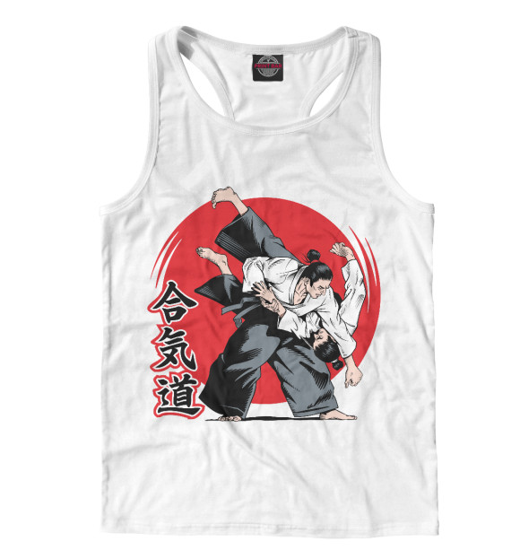 Мужская майка-борцовка с изображением Айкидо цвета Белый