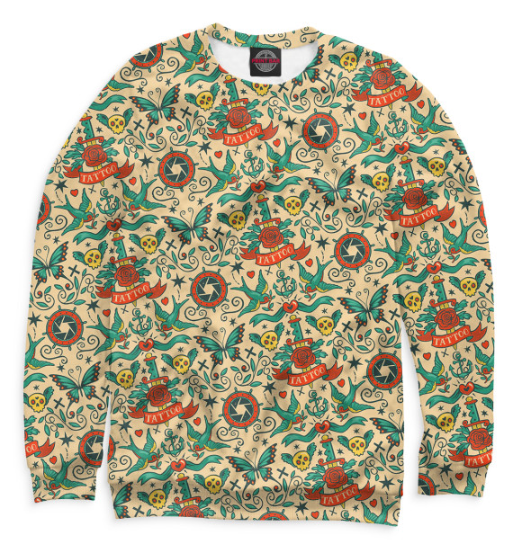 Свитшот для мальчиков с изображением Тату цвета Белый