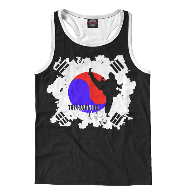 Мужская майка-борцовка с изображением Taekwondo Korea цвета Белый