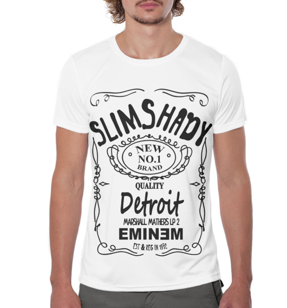 Мужская футболка с изображением Slim Shady цвета Белый