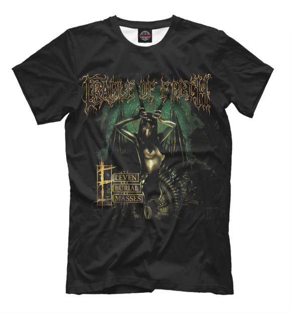 Мужская футболка с изображением Cradle of Filth: Eleven Burial Masses цвета Черный