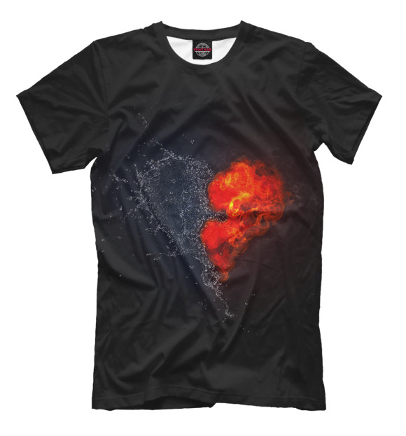 Мужская футболка с изображением HEART цвета Черный