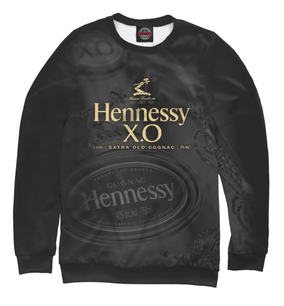 Мужской свитшот с изображением Hennessy X.O безалкогольный цвета Белый