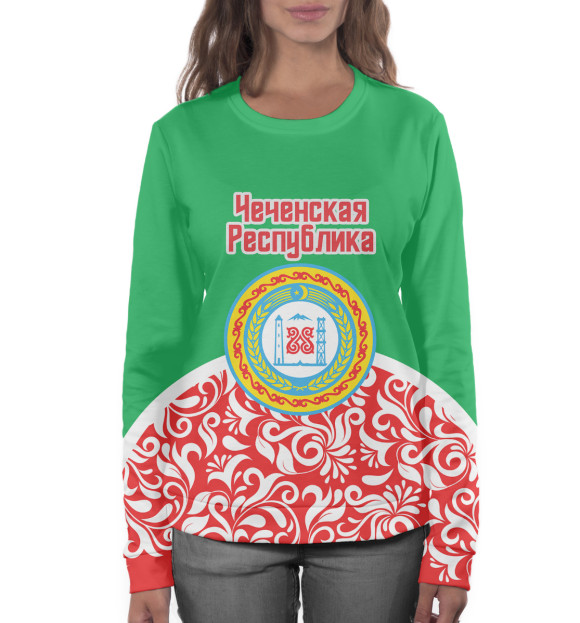 Женский свитшот с изображением Чечня цвета Белый