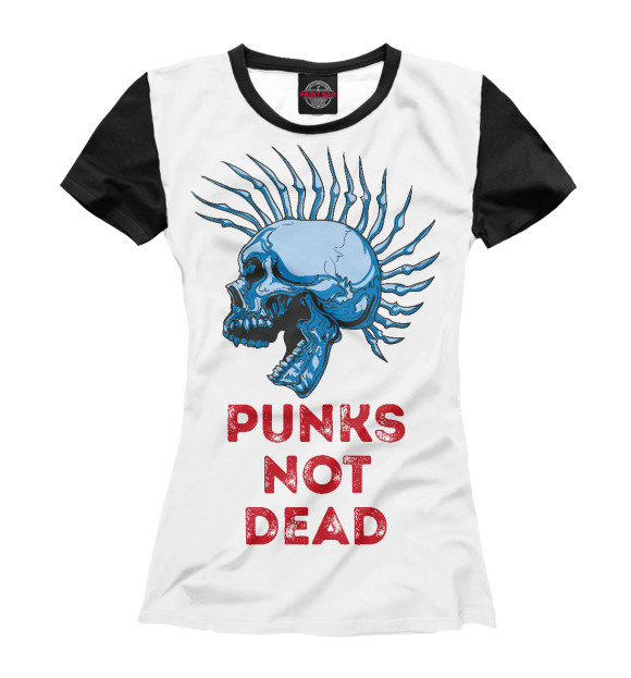 Женская футболка с изображением Punks not dead цвета Белый