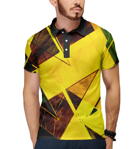 Мужское поло с притом Абстрактные фигуры цвета Белый Мужское поло с изображением Абстрактные фигуры цвета Белый