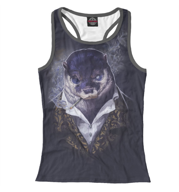 Женская майка-борцовка с изображением Выдра цвета Белый