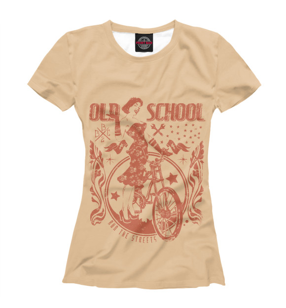Женская футболка с изображением Old School Lady цвета Белый