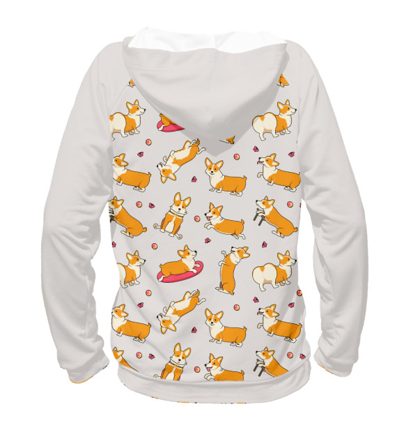 Мужское худи с изображением Funny corgi цвета Белый