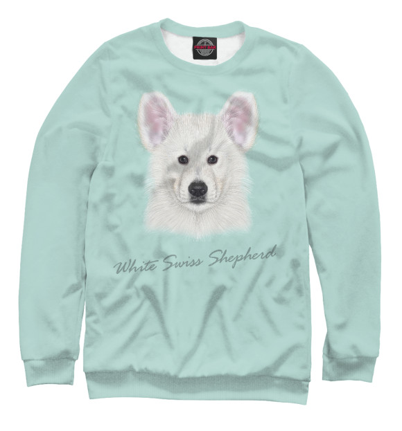 Свитшот для девочек с изображением White swiss shepherd цвета Белый
