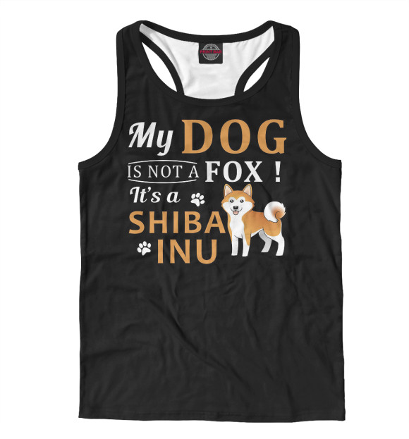 Мужская майка-борцовка с изображением shiba inu цвета Белый