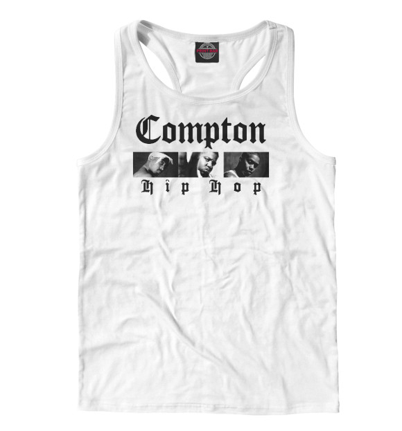 Мужская майка-борцовка с изображением Compton цвета Белый