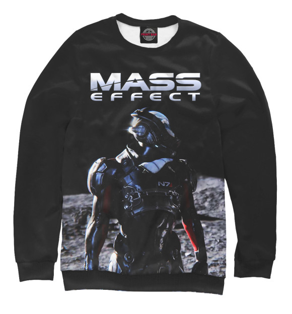 Мужской свитшот с изображением Mass Effect цвета Белый