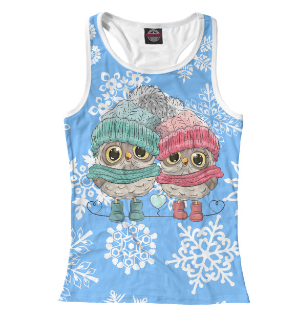 Женская майка-борцовка с изображением Совы цвета Белый