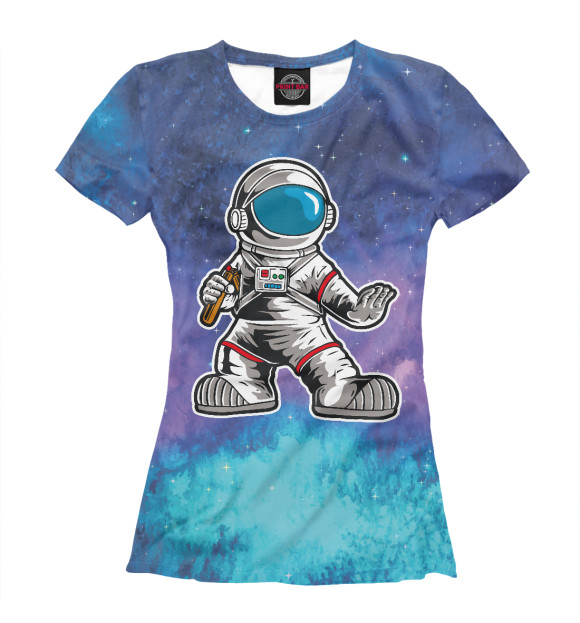 Женская футболка с изображением Космонавт  - каратист цвета Белый