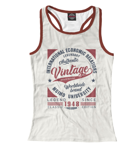 Женская майка-борцовка с изображением Факультет МЭО МГИМО цвета Белый