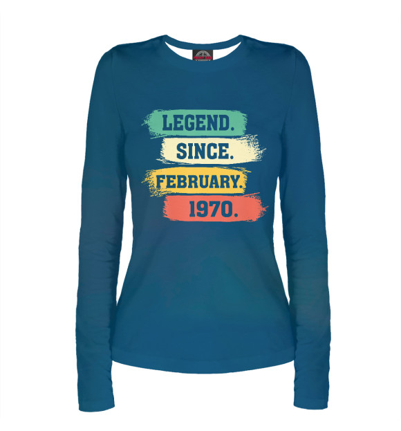 Женский лонгслив с изображением Legend Since February 1970 цвета Белый