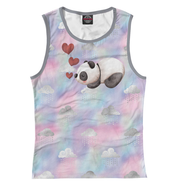 Майка для девочки с изображением Панда с сердечками цвета Белый