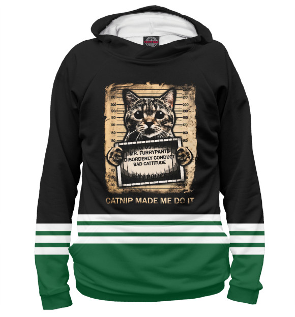 Женское худи с изображением Catnip Made Me Do It Cat цвета Белый