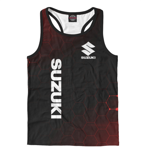 Мужская майка-борцовка с изображением Suzuki Сузуки цвета Белый