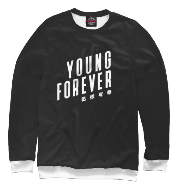 Свитшот для мальчиков с изображением Young Forever цвета Белый
