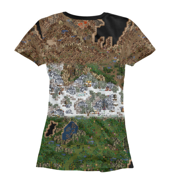 Футболка для девочек с изображением Heroes of Might and Magic 3 Карта цвета Белый