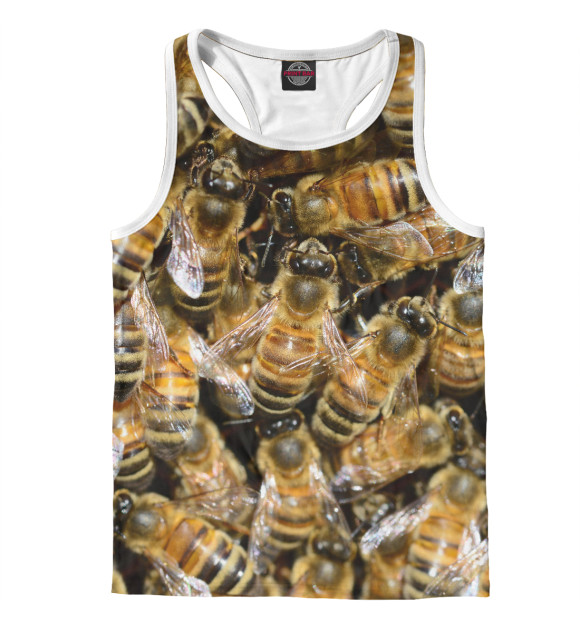 Мужская майка-борцовка с изображением Пчелы цвета Белый