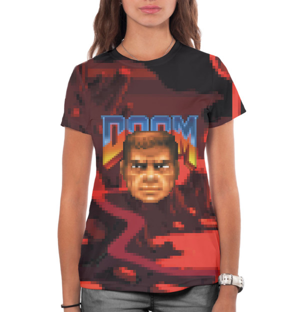 Женская футболка с изображением Doom цвета Белый