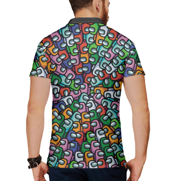 Мужское поло с изображением Among Us SHHHHHHH! цвета Белый