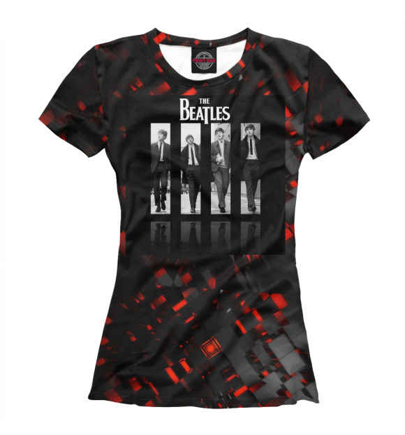 Женская футболка с притом Битлз цвета Белый Женская футболка с изображением Битлз цвета Белый