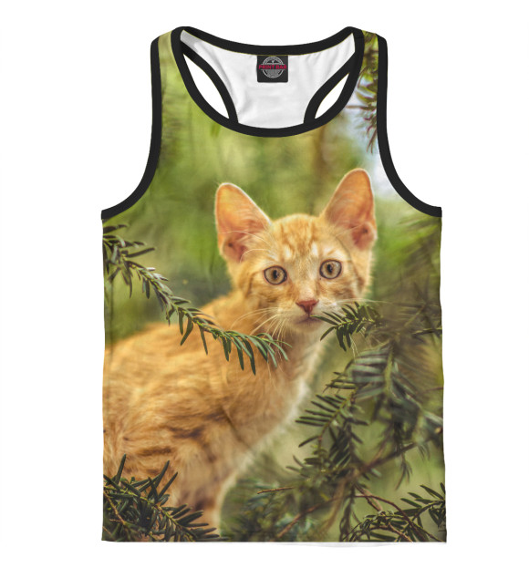 Мужская майка-борцовка с изображением Red cat цвета Белый