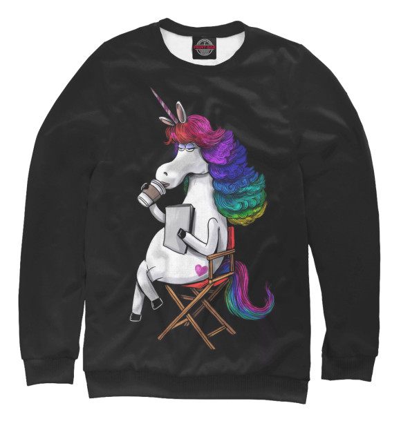 Женский свитшот с изображением Miss Unicorn цвета Белый