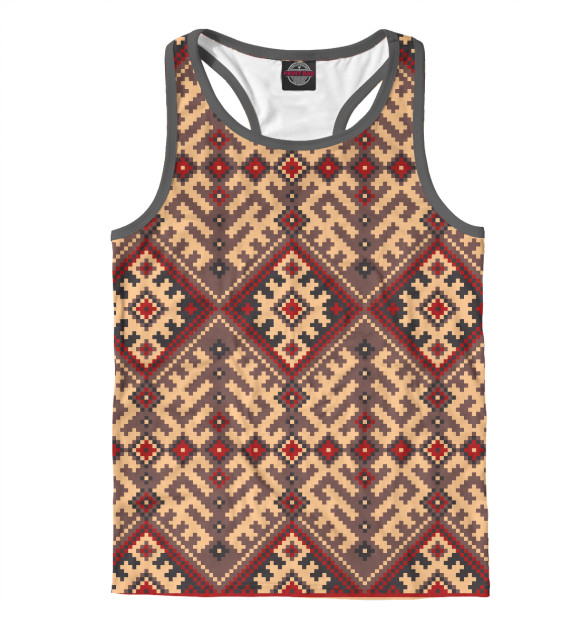 Мужская майка-борцовка с изображением Украинский узор цвета Белый