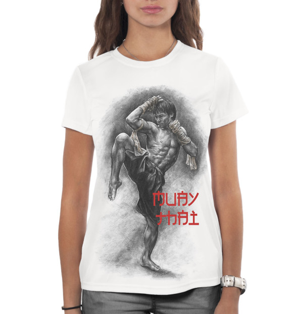 Женская футболка с изображением Muay Thai цвета Белый