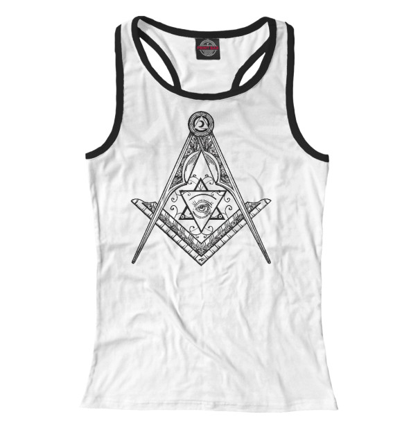 Женская майка-борцовка с изображением Вольные Каменьщики цвета Белый