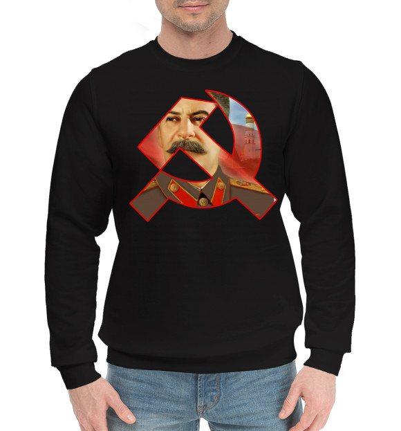 Мужской хлопковый свитшот с изображением За Родину!!! цвета Черный