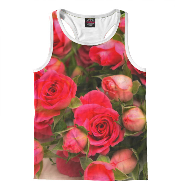 Мужская майка-борцовка с изображением Розы цвета Белый