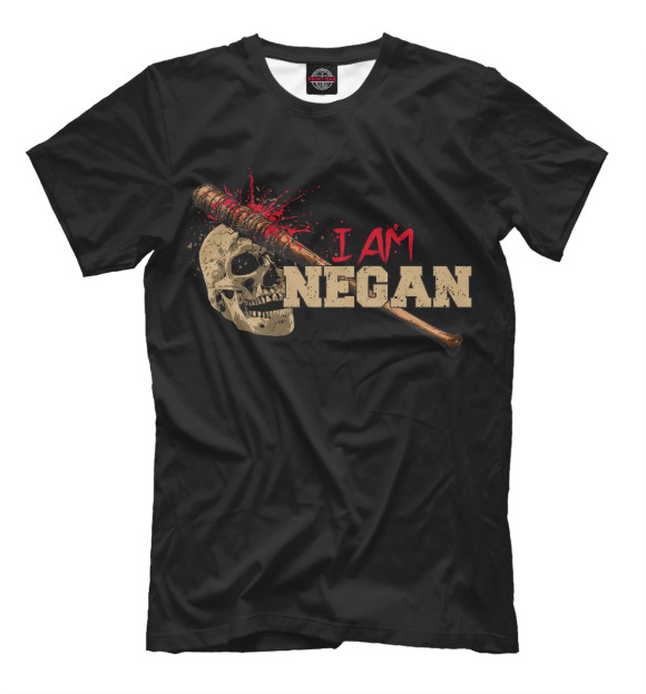 Мужская футболка с изображением I am Negan цвета Черный