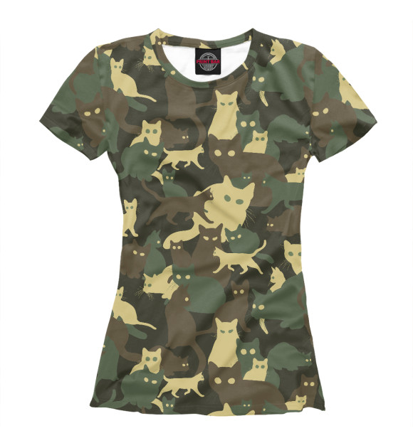 Футболка для девочек с изображением Кошачий камуфляж цвета Белый