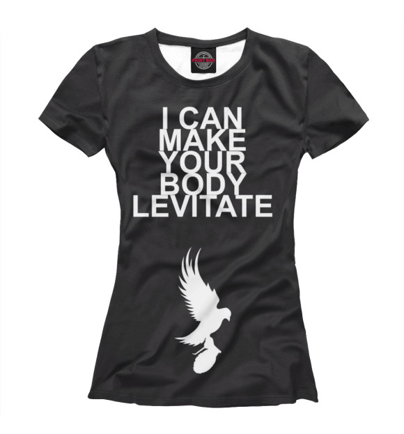 Женская футболка с изображением HU Levitate lyrics цвета Белый