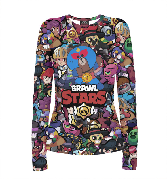Женский лонгслив с изображением Brawl Stars цвета Белый