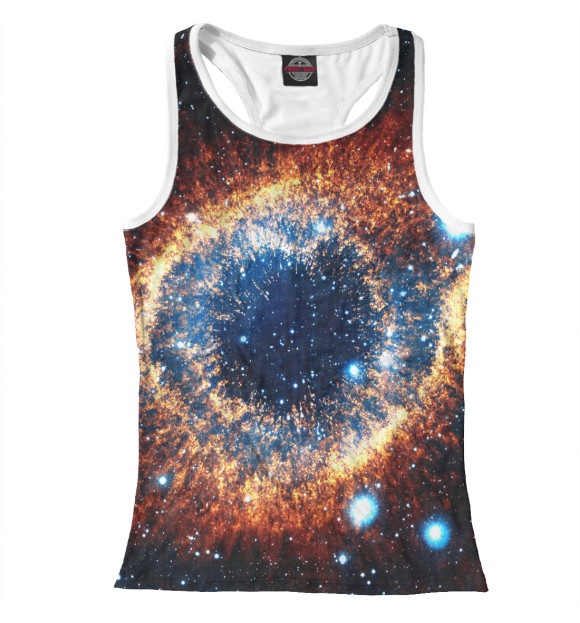 Женская майка-борцовка с изображением Взрыв вселенной цвета Белый