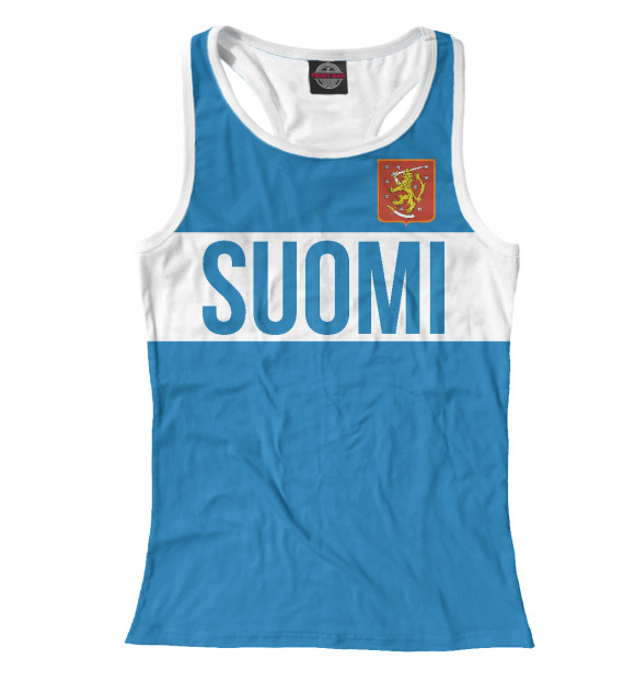 Женская майка-борцовка с изображением Сборная Финляндии цвета Белый