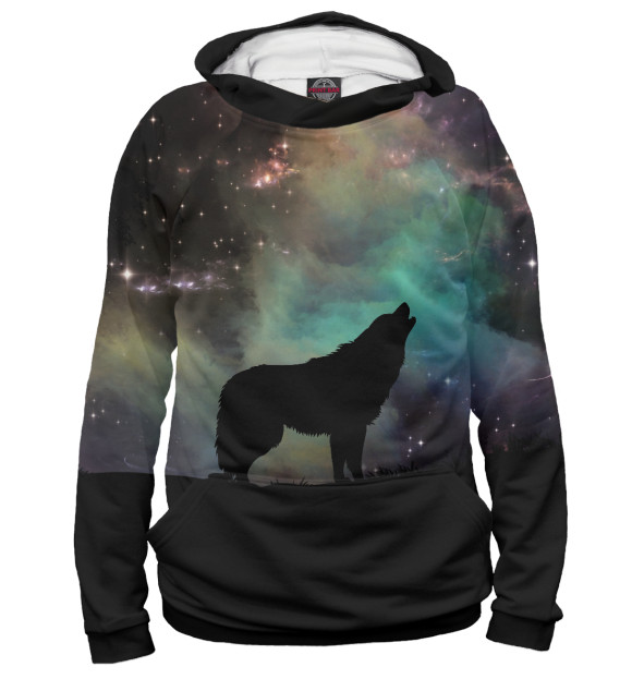 Мужское худи с изображением Волк цвета Белый