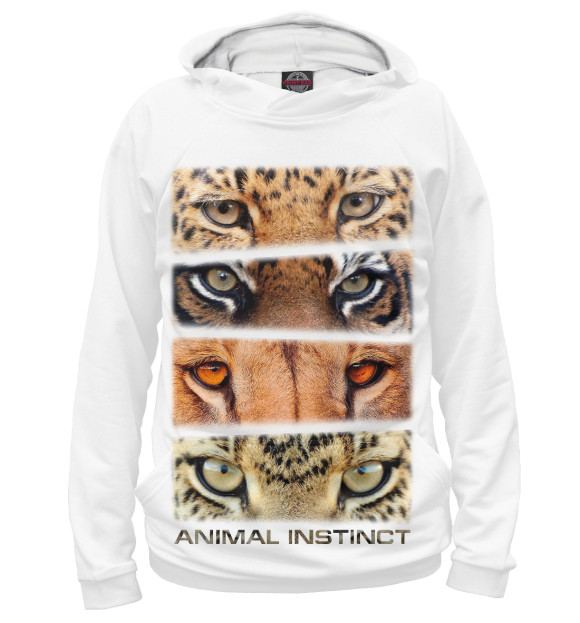 Мужское худи с изображением Animal instinct цвета Белый