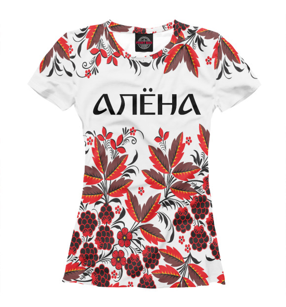 Женская футболка с изображением Алена роспись хохлома цвета Белый