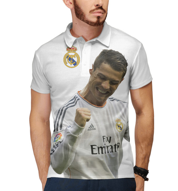 Мужское поло с изображением Ronaldo цвета Белый