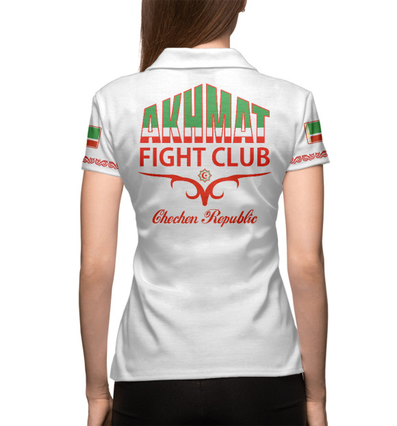 Женское поло с изображением Akhmat Fight Club White цвета Белый