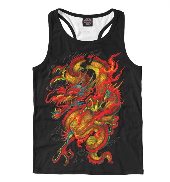 Мужская майка-борцовка с изображением Китайский дракон цвета Белый